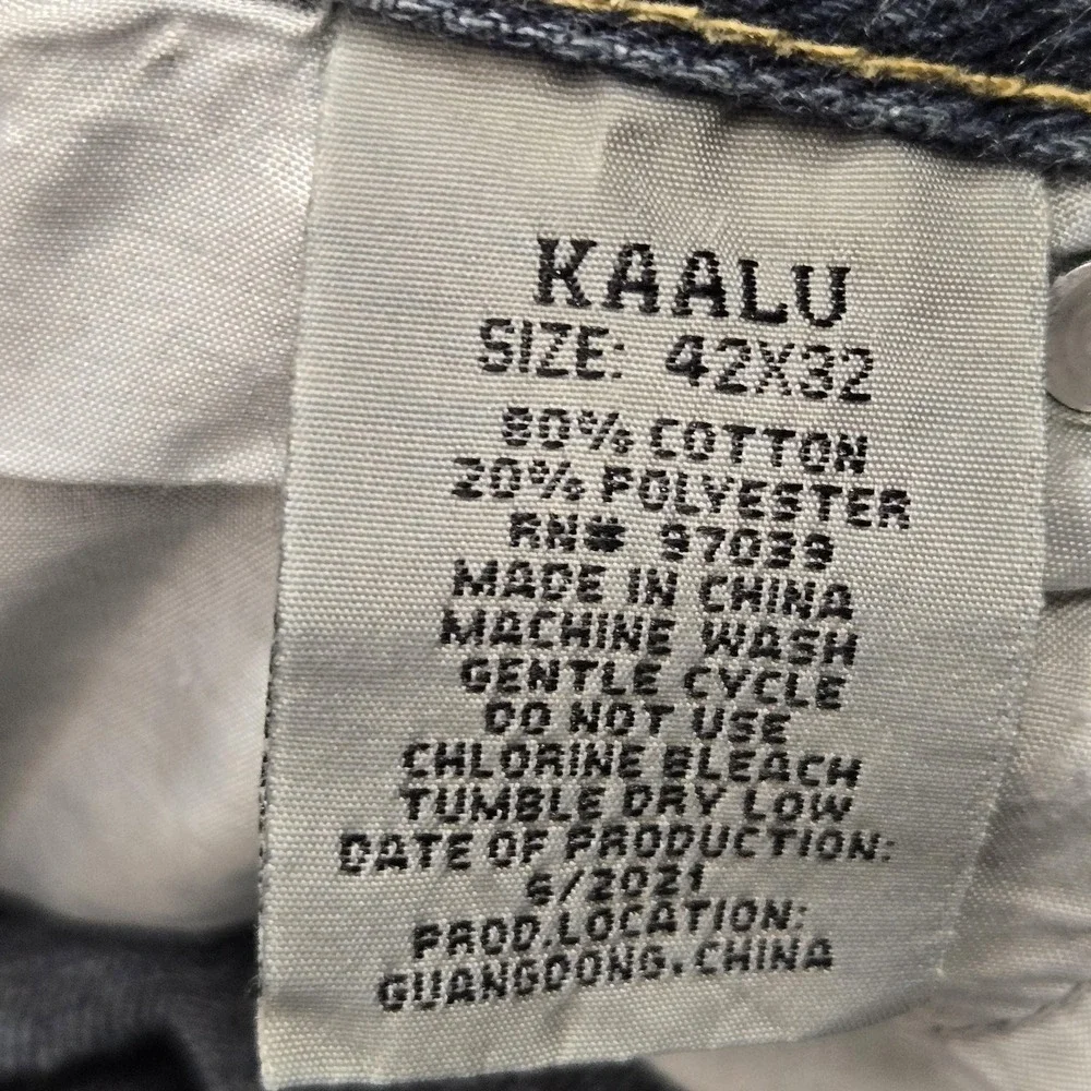 Kaalu Jeans Mens 42x32‎ Blue Distressed Denim Straight Leg Ripped Trendy Pants